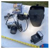 Pentax, Starlite, Sears cameras with case and