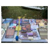 Cook books and medical guides with tote