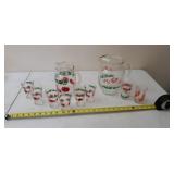 Vintage 1950s Tomato Glass Pitcher & Six Federal