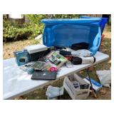 Tote with lid, contents included,  Coleman lunch