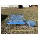Blue double chair 17 x 37 x 31 and table