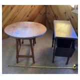 Magazine rack  table and drop leaf wooden table