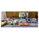 Christmas signs, flags and tin