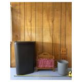 Trash cans and magazine rack