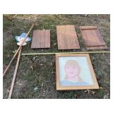 Hand made picture, scarecrow decor and wooden