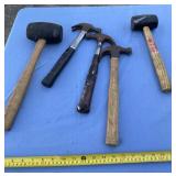 Claw hammers and rubber mallets