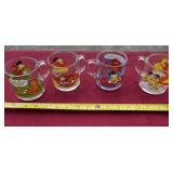 Four 1978 McDonalds Garfield glass coffee cups