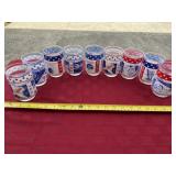 Nine Apollo glasses dated 1969 and 1971