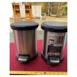 Two 1.3 gallon trash cans with foot pedals