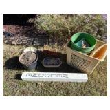 Laundry basket, bucket , welcome sign and