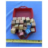 Old number and letter wood blocks