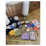 Mineral oil, bathroom scale, hand towels, glasses