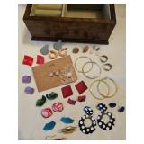 Wooden Jewelry Box, Pierced Earrings