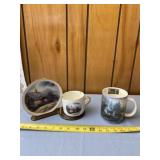 Thomas Kinkade collector cups and plate with