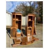 Beautiful bed frame and cabinets. Glass shelves