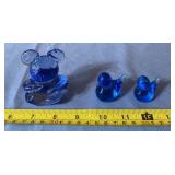 Blue glass teddy bear and birds of happiness