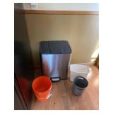 Trash cans and small bucket