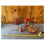 Window suction hummingbird feeders, two hanging