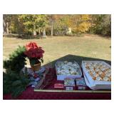 Christmas ornaments, lights, snowman light up,