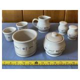 Longaberger Pottery sugar dish, salt & pepper