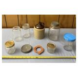 Small crock jug, Ball freezer cap, rubber rings