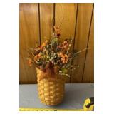 Longaberger basket with silk flower arrangement