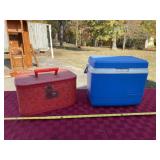 Rubbermaid cooler and small suitcase