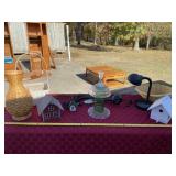 Baskets, bird houses, lights and decor