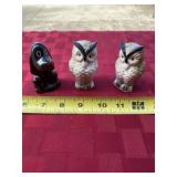 Owl salt & pepper shakers and Japan dog