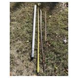 Long pry bar, aluminum pipe and steel pipe