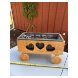 Wooden wagon plant holder