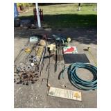 All iron hanging plant rods, solar decor, hose