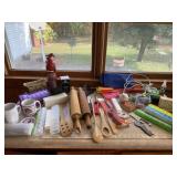 Contents of top of cabinet including rolling