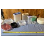Tupperware containers with lids and Rubbermaid