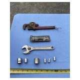 Craftsman pipe wrench, crescent wrench and