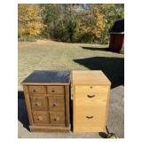 Wood filing cabinet and night stand with drawers
