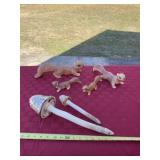 Squirrel figurines two have been broken and glued