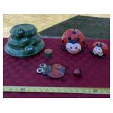 Lady bug decor and turtle made from clay pots