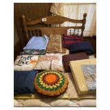 Faux throw, blankets, pillows and foam cushion