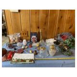 Nightlights, greenery, Christmas decor and glass