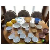 Strainers, plastic bowls, dessert cups and soup