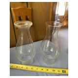 Two glass oil lamp tops