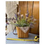 Longaberger basket with silk flower arrangement