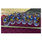 Six Smurf glasses 1983