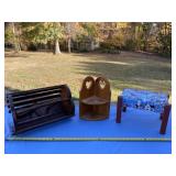 Small bench , wood heart shelf and heart magazine