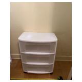 Plastic tote with drawers on wheels