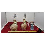 Pair of Antique Chalk Ware Figurine French Woman