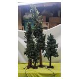 3 Pre Lit Pencil Trees