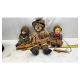 Vtg Hobo Clown Porcelain Dolls on Swings