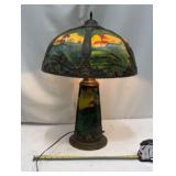 Reverse Painted Lamp Countryside Scene Panel Lamp